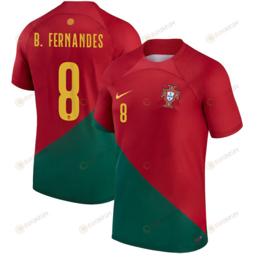 Portugal National Team 2022-23 Bruno Fernandes 8 Home Men Jersey - Red/Green