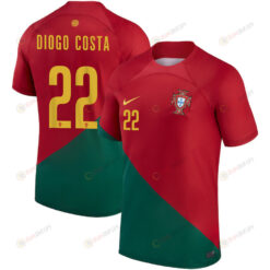 Portugal National Team 2022-23 Diogo Costa 22 Home Men Jersey - Red/Green