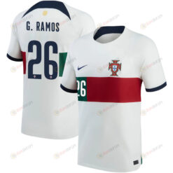 Portugal National Team 2022-23 Gon?alo Ramos 26 Away Men Jersey - White