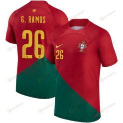 Portugal National Team 2022-23 Gon?alo Ramos 26 Home Men Jersey - Red/Green