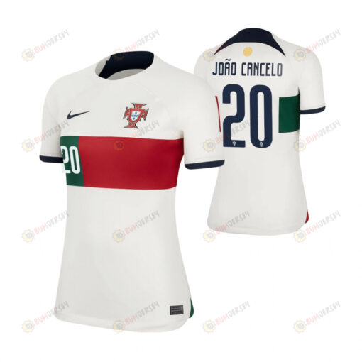 Portugal National Team 2022-23 Joao Cancelo 20 Away Women Jersey - White
