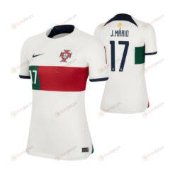 Portugal National Team 2022-23 Joao Mario 17 Away Women Jersey - White