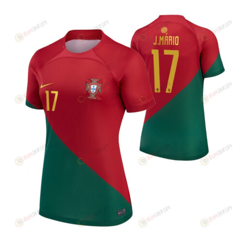 Portugal National Team 2022-23 Joao Mario 17 Home Women Jersey - Red