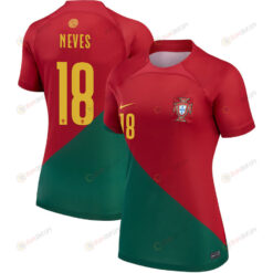 Portugal National Team 2022-23 Qatar World Cup R?ben Neves 18 - Home Women Jersey