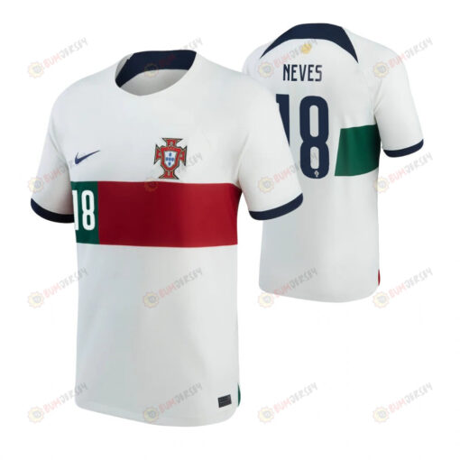 Portugal National Team 2022-23 Ruben Neves 18 Away Men Jersey - White