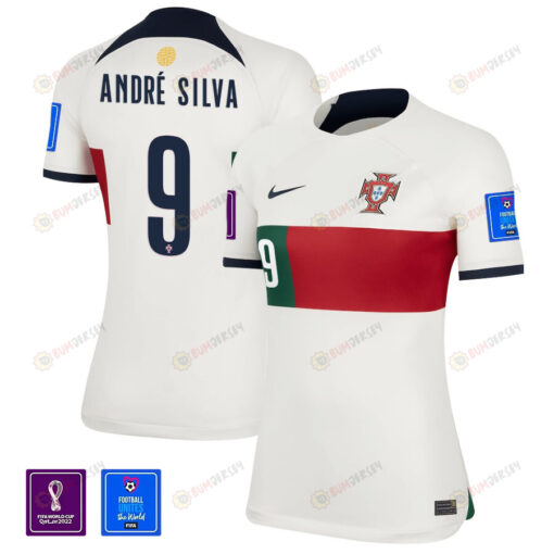 Portugal National Team FIFA World Cup Qatar 2022 Patch Andr? Silva 9 - Away Women Jersey