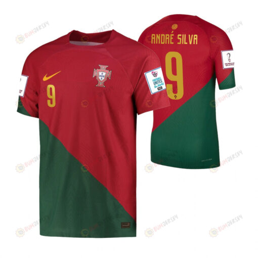 Portugal National Team FIFA World Cup Qatar 2022 Patch Andre Silva 9 Home Men Jersey