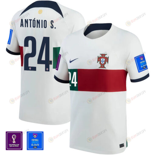 Portugal National Team FIFA World Cup Qatar 2022 Patch Ant?nio Silva 24 Away Men Jersey