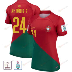 Portugal National Team FIFA World Cup Qatar 2022 Patch Ant?nio Silva 24 Home Women Jersey