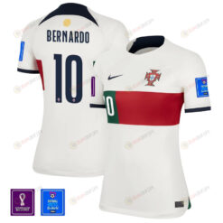 Portugal National Team FIFA World Cup Qatar 2022 Patch Bernardo Silva 10 - Away Women Jersey