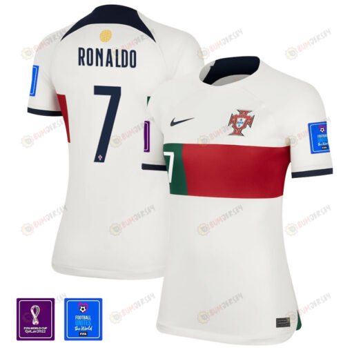 Portugal National Team FIFA World Cup Qatar 2022 Patch Cristiano Ronaldo 7 - Away Women Jersey