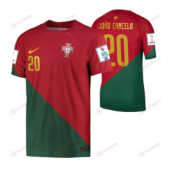 Portugal National Team FIFA World Cup Qatar 2022 Patch Joao Cancelo 20 Home Men Jersey