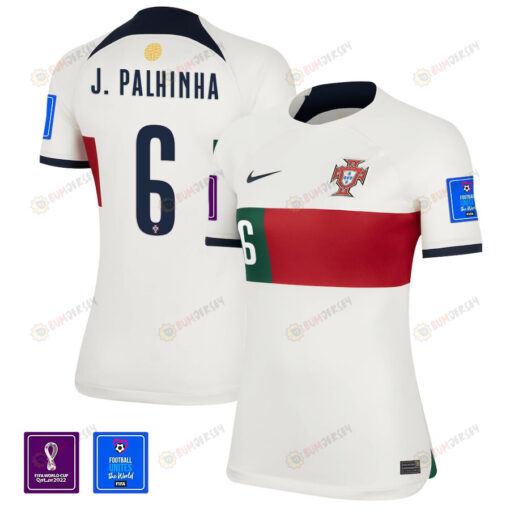 Portugal National Team FIFA World Cup Qatar 2022 Patch Jo?o Palhinha 6 Away Women Jersey