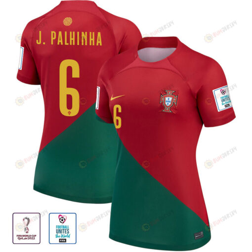 Portugal National Team FIFA World Cup Qatar 2022 Patch Jo?o Palhinha 6 Home Women Jersey