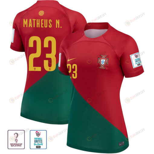 Portugal National Team FIFA World Cup Qatar 2022 Patch Matheus Nunes 23 Home Women Jersey