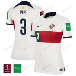 Portugal National Team FIFA World Cup Qatar 2022 Patch Pepe 3 - Away Women Jersey