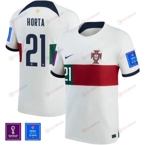 Portugal National Team FIFA World Cup Qatar 2022 Patch Ricardo Horta 21 Away Jersey