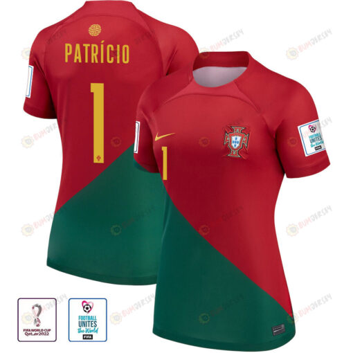 Portugal National Team FIFA World Cup Qatar 2022 Patch Rui Patr?cio 1 Home Women Jersey