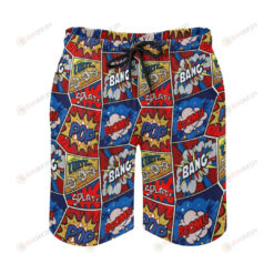 Pow Bang Boom Fun Super Hero Hawaiian Shorts Summer Shorts Men Shorts - Print Shorts