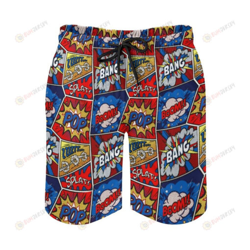 Pow Bang Boom Fun Super Hero Hawaiian Shorts Summer Shorts Men Shorts - Print Shorts