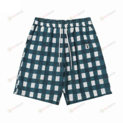 Prada Logo On Green/White Checkered Pattern Men Shorts