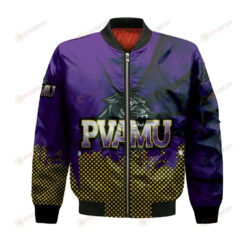 Prairie View A&M Panthers Bomber Jacket 3D Printed Basketball Net Grunge Pattern