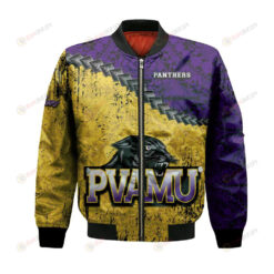 Prairie View A&M Panthers Bomber Jacket 3D Printed Grunge Polynesian Tattoo