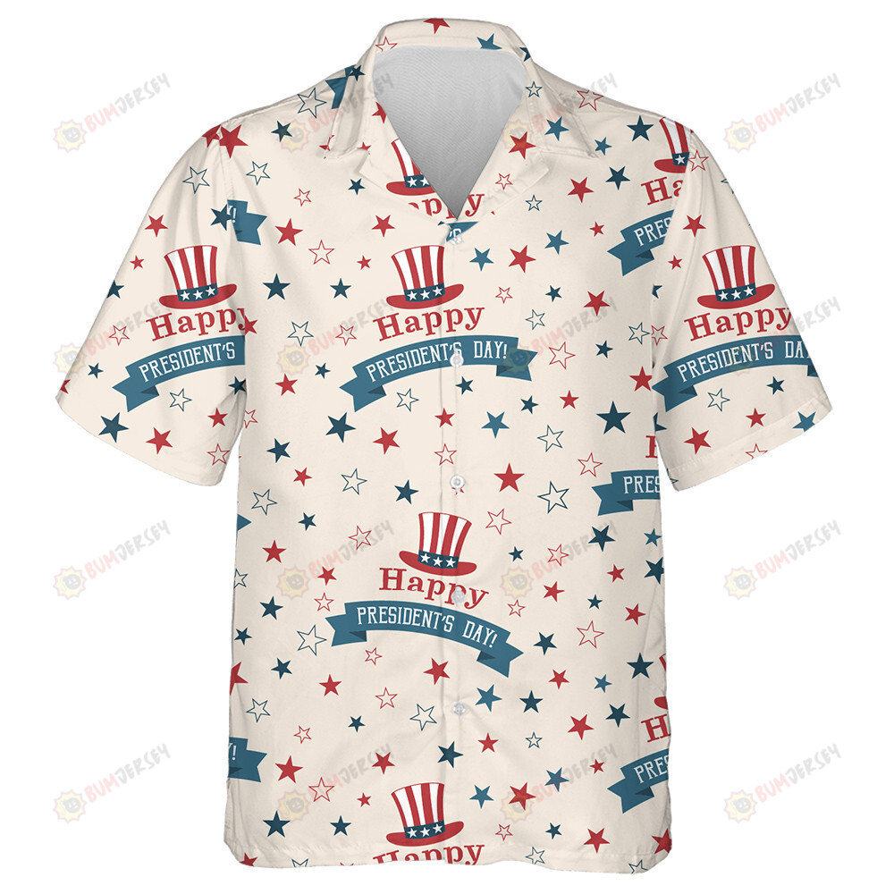 President's Day Pattern With Hat Of Uncle Sam And Stars Hawaiian Shirt