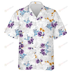 Pretty Violet Roses Flower On Melange Watercolor Design Hawaiian Shirt
