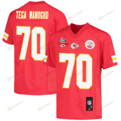 Prince Tega Wanogho 70 Kansas City Chiefs Super Bowl LVII Champions 3 Stars Youth Jersey - Red