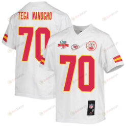 Prince Tega Wanogho 70 Kansas City Chiefs Super Bowl LVII Champions 3 Stars Youth Jersey - White