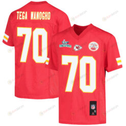 Prince Tega Wanogho 70 Kansas City Chiefs Super Bowl LVII Champions Youth Jersey - Red