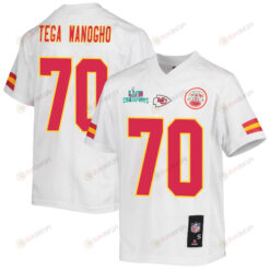 Prince Tega Wanogho 70 Kansas City Chiefs Super Bowl LVII Champions Youth Jersey - White