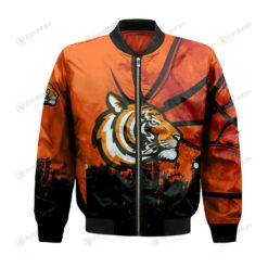 Princeton Tigers Bomber Jacket 3D Printed Basketball Net Grunge Pattern