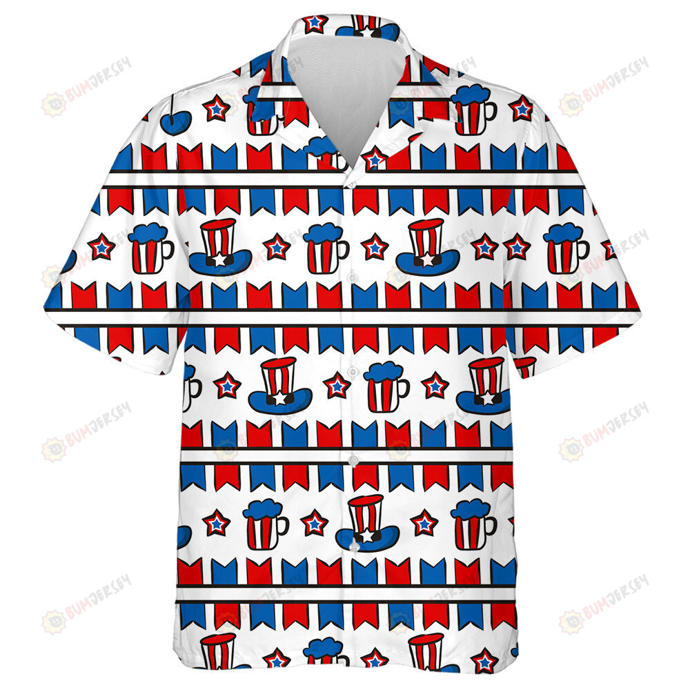 Proud Elements For July 4th In The National Colors Hawaiian Shirt
