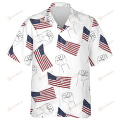 Proud Flag Of America And Sketch Hand Pattern Hawaiian Shirt