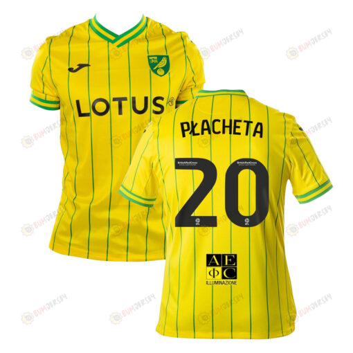 Przemys?aw P?acheta 20 Norwich City 2022-23 Home Jersey - Yellow