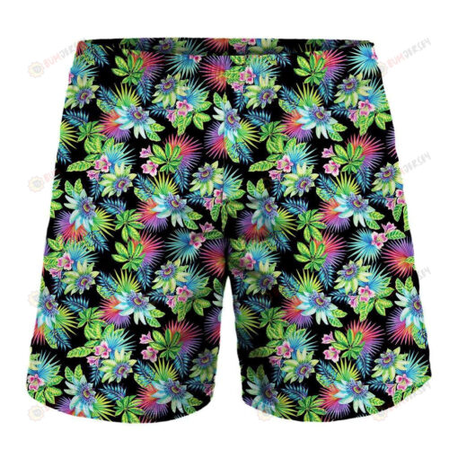 Psychedelic Hawaiian Flower Print Men'S Shorts - Print Shorts