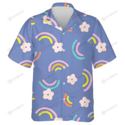 Psychedelic Hippie Background With Flowers On White Design Hawaiian Shirt