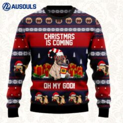 Pug Christmas Is Coming Ugly Sweaters For Men Women Unisex