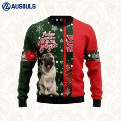 Pug Dogs Carrying Gift Christmas On The Red Car Ugly Sweaters For Men Women Unisex