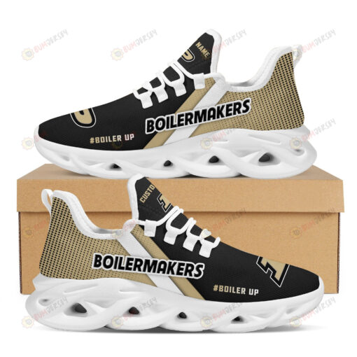 Purdue Boilermakers Logo Custom Name Pattern 3D Max Soul Sneaker Shoes In Black And Brown