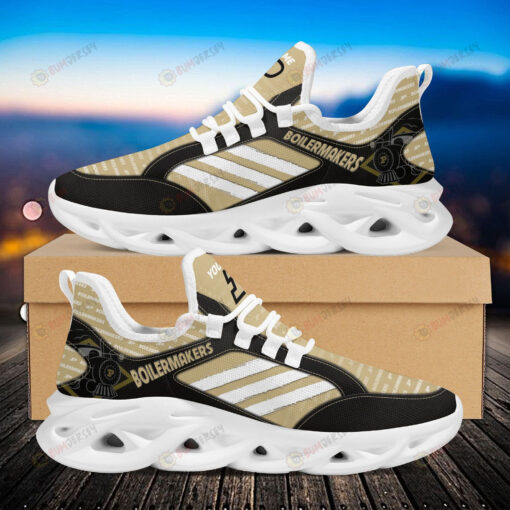 Purdue Boilermakers Logo Custom Name Pattern 3D Max Soul Sneaker Shoes In Brown