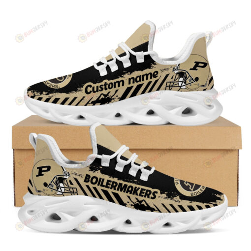 Purdue Boilermakers Logo Helmet And Stripe Pattern Custom Name 3D Max Soul Sneaker Shoes