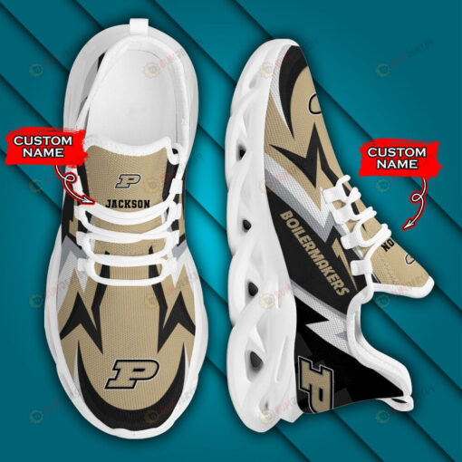 Purdue Boilermakers Logo Lightening Pattern Custom Name 3D Max Soul Sneaker Shoes