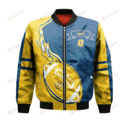 Queens Golden Gaels Bomber Jacket 3D Printed Flame Ball Pattern