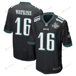 Quez Watkins 16 Philadelphia Eagles Super Bowl LVII Champions 2 Stars Men's Jersey - Black
