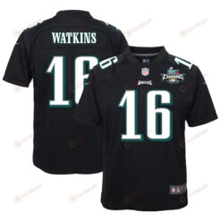 Quez Watkins 16 Philadelphia Eagles Super Bowl LVII Champions 2 Stars Youth Jersey - Black