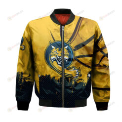 Quinnipiac Bobcats Bomber Jacket 3D Printed Basketball Net Grunge Pattern