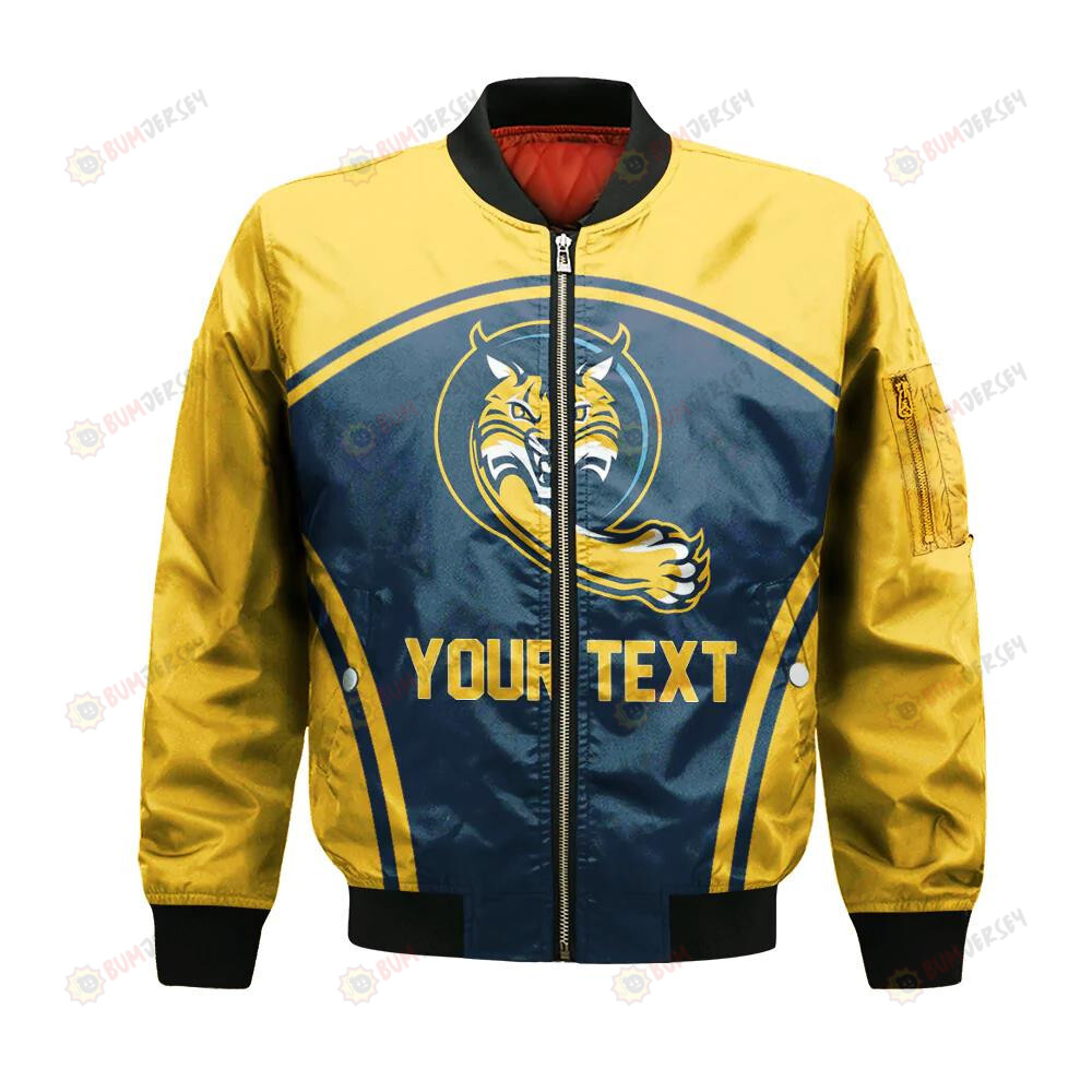 Quinnipiac Bobcats Bomber Jacket 3D Printed Custom Text And Number Curve Style Sport